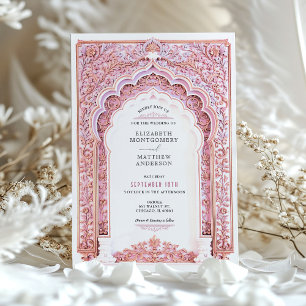 Invitation Élégant Mariage Gold & Pink Filigree
