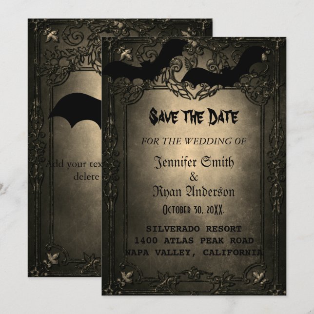 Invitation Élégant mariage gothique enregistrer la date  (Devant / Derrière)