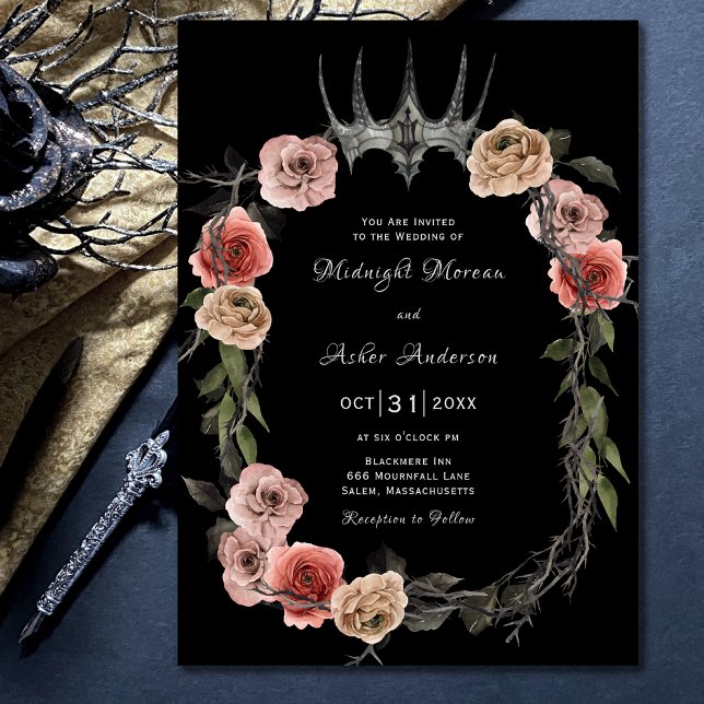 Invitation Élégant Mariage gothique Rose (Créateur téléchargé)