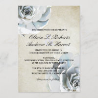 Elégant mariage gris argenté bleu Succulent Vintag