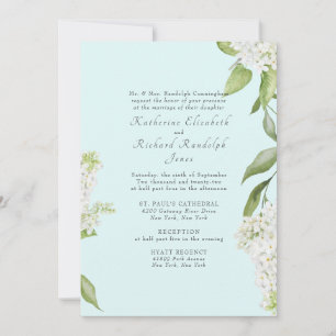 Invitation Élégant mariage Hydrangea Blanc Seafoam II