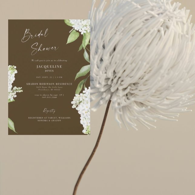 Invitation Élégant Mariage Hydrangea Chocolat Brun  (Créateur téléchargé)