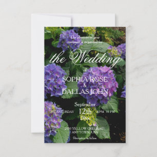 Invitation Élégant Mariage hydrangea rose violet modèle