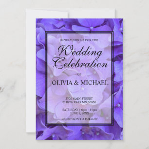 Invitation Élégant Mariage hydrangée fleurie violette