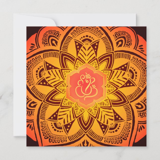 Invitation Élégant Mariage indien de Mandala du Ganesh Classy (Devant)