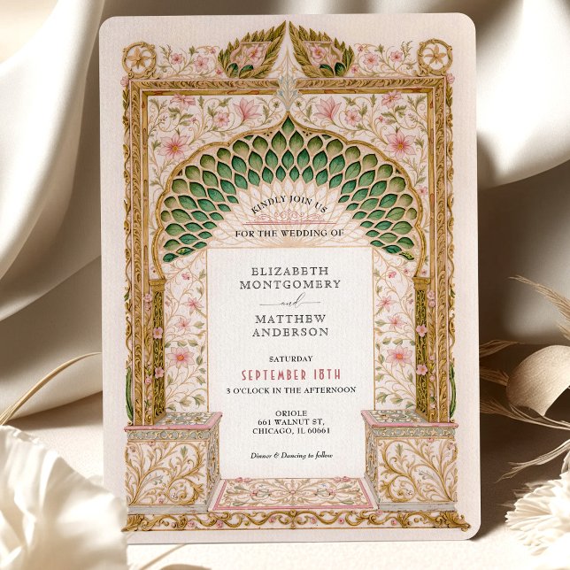 Invitation Élégant Mariage indien Floral Arch Motif (Créateur téléchargé)