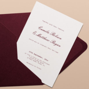 Invitation Élégant mariage ivoire et burgundy
