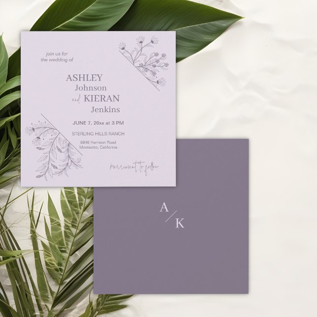 Invitation Élégant Mariage Lavender (Créateur téléchargé)