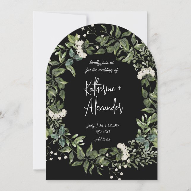 Invitation Élégant mariage Lily à fleurs noires (Devant)