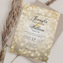 Elégant Mariage Lumières Or Vintage QR RSVP