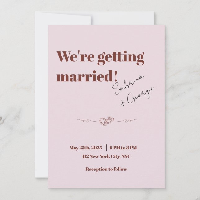 Invitation Élégant Mariage manuscrit rétro moderne (Devant)