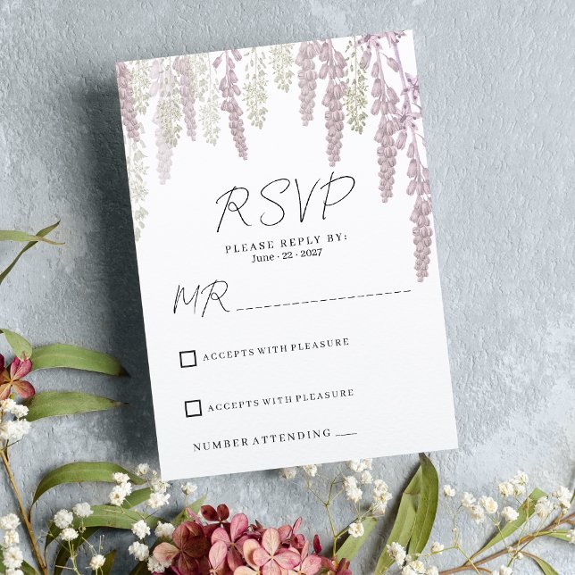 Invitation Elégant mariage mauve rose menthe vert floral RSVP (Elegant mauve pink mint green floral wedding RSVP)