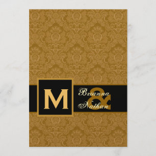 Invitation Élégant Mariage métallique Premium Gold Damask