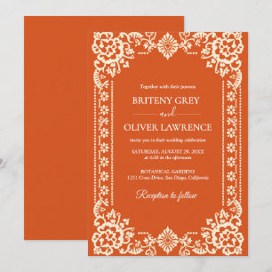 Invitation Élégant mariage mexicain en terracotta papel picad