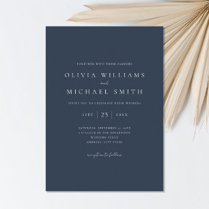 Invitation Élégant Mariage minimaliste bleu marine