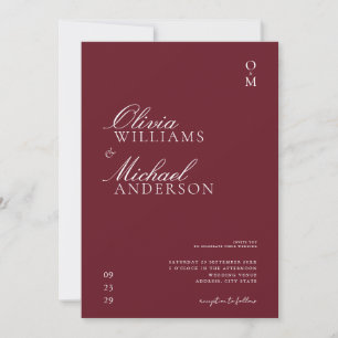 Invitation Élégant Mariage minimaliste de Bourgogne