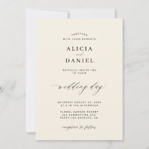 Invitation Élégant mariage minimaliste écriture noire et ivoi