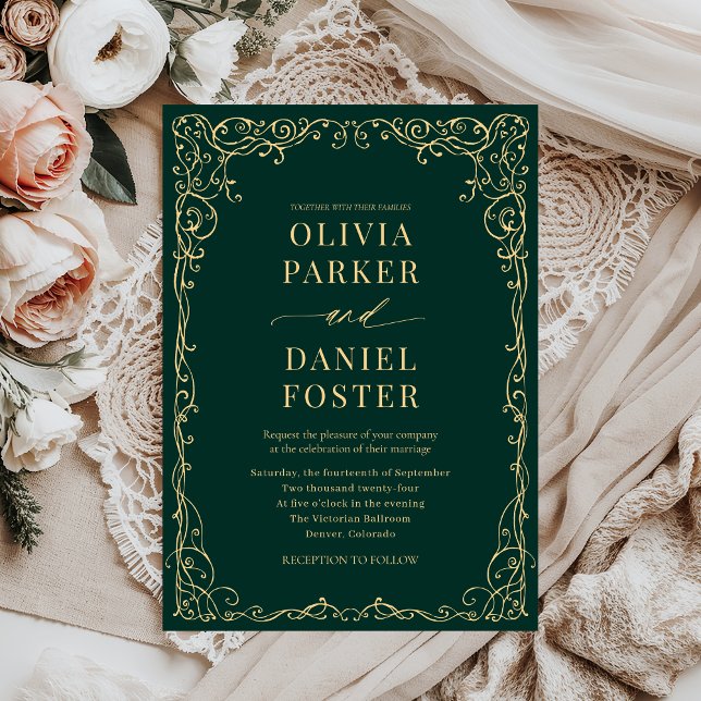 Invitation Élégant Mariage minimaliste Emerald Green (Créateur téléchargé)