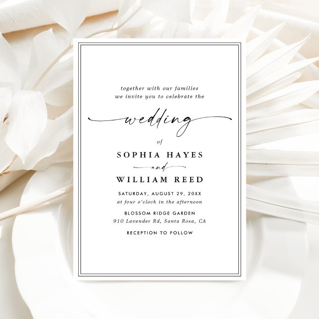 Invitation Élégant Mariage Minimaliste Noir & Blanc (Créateur téléchargé)