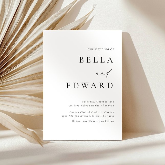 Invitation Élégant Mariage minimaliste noir blanc moderne (Créateur téléchargé)