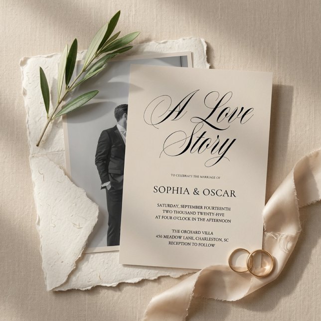 Invitation  Élégant Mariage Minimaliste Photo  (Créateur téléchargé)