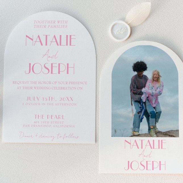 Invitation Élégant Mariage Minimaliste Photo Arc  (Créateur téléchargé)
