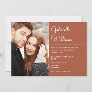 Invitation Élégant Mariage Moderne avec Photo sur Terre Cuite