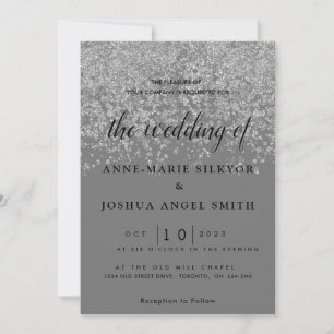 Invitation Élégant Mariage moderne brillant Silver Grey