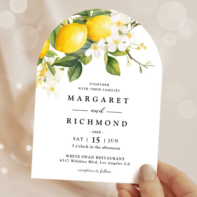 Invitation Élégant Mariage moderne en arc de citron méditerra (Créateur téléchargé)