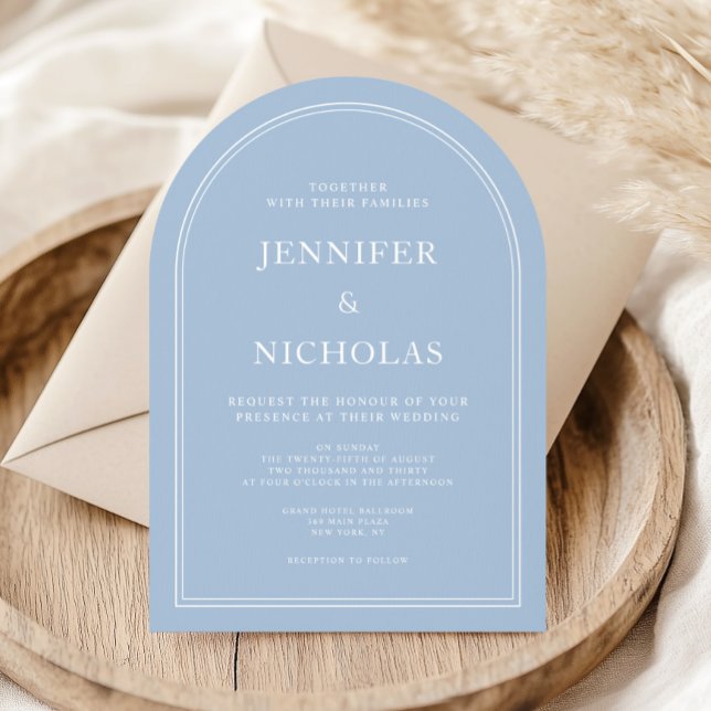 Invitation Élégant Mariage moderne en poudre bleu arc (Elegant Modern Powder Blue Arch Wedding Invitation)