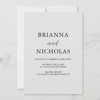 Invitation Élégant Mariage moderne gris argent tout-en-un