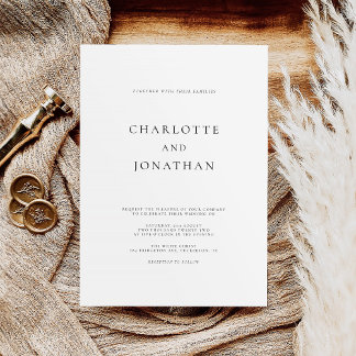 Invitation Élégant Mariage moderne noir et blanc