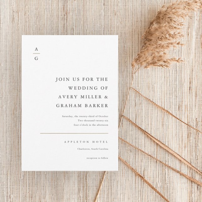 Invitation Élégant Mariage moderne noir et blanc (Créateur téléchargé)