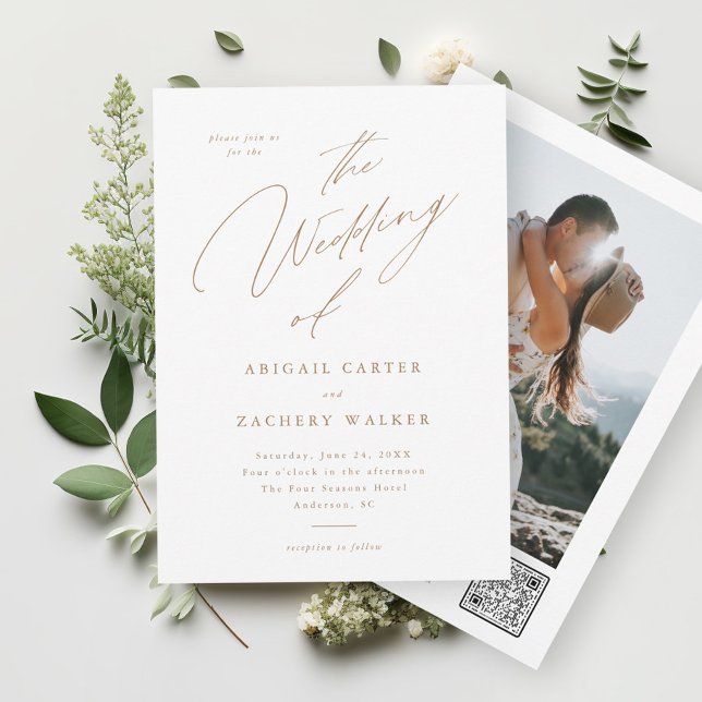 Invitation Élégant Mariage Moderne Photo Script (Créateur téléchargé)