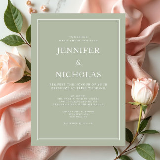 Invitation Élégant Mariage moderne Sage Vert