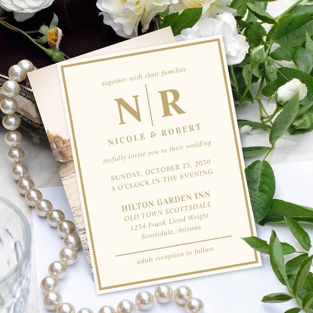 Invitation Élégant Mariage Monogramme Mariage et Initiales de (Créateur téléchargé)