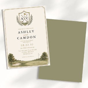 Invitation Élégant Mariage Monogramme Vert Sauge Golf