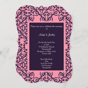 Invitation Élégant MARIAGE Motif Abstrait de la Marine rose
