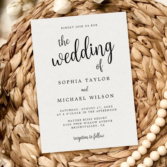 Invitation Élégant Mariage noir blanc (Créateur téléchargé)