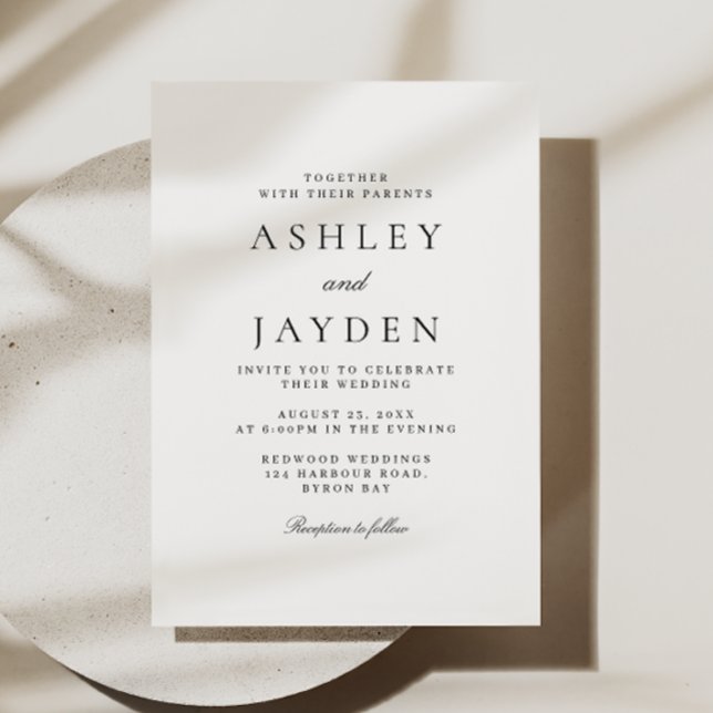 Invitation Élégant Mariage noir et blanc (Créateur téléchargé)