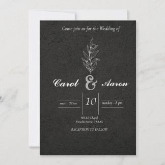 INVITATION ÉLÉGANT MARIAGE NOIR ET BLANC CLASSÉ