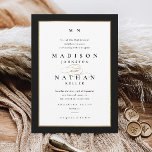 Invitation Élégant Mariage noir et or<br><div class="desc">Cette Faire-part de mariage Elégante Noir et Or est simple et polyvalente. Il présente un design chic blanc et noir avec un monogramme,  des détails de script,  un cadre or simple et un texte formel modifiable. Cliquez sur le bouton Modifier pour customiser cette conception.</div>