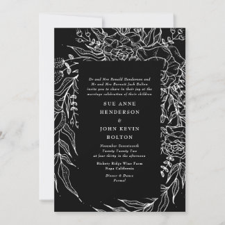 Invitation Élégant Mariage noir Tuxedo blanc brillant