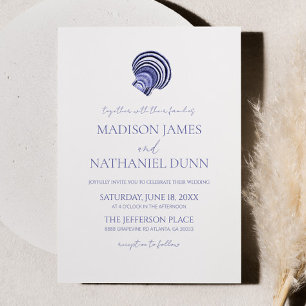 Invitation Elégant Mariage Ocean Blue Seashell