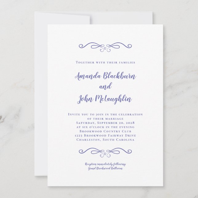 Invitation Élégant Mariage officiel de périphérique bleu (Devant)