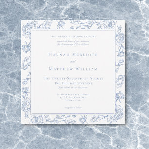 Invitation Élégant Mariage Oiseau et Blason de Chinoiserie Bl