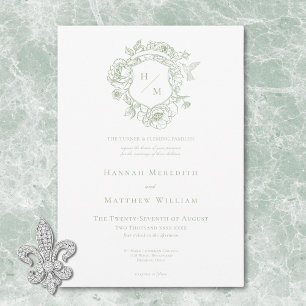 Invitation Élégant Mariage Oiseaux et Armoiries de Style Chin