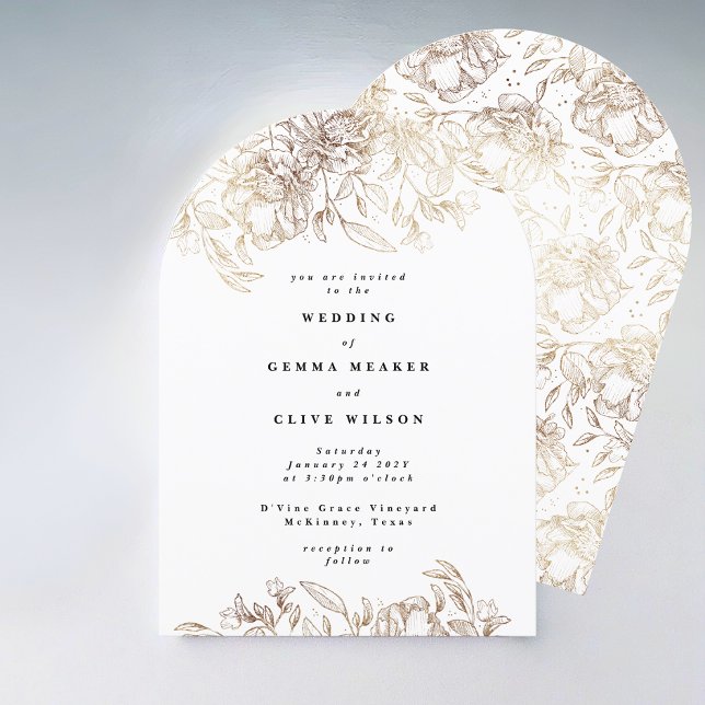 Invitation Élégant Mariage or Florals Arch (Créateur téléchargé)