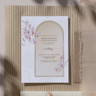 Invitation Élégant Mariage Paisley Magnolia Fard Ivory