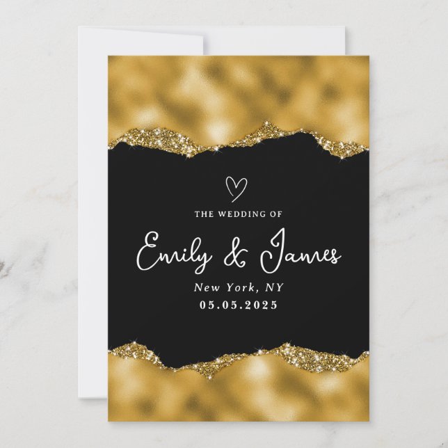 Invitation élégant Mariage parties scintillant or chic (Devant)